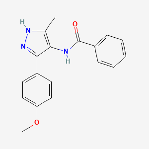 molecular formula C18H17N3O2 B8650877 N-[3-(4-Methoxyphenyl)-5-methyl-1H-pyrazol-4-yl]benzamide CAS No. 645418-23-1