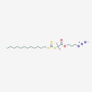 molecular formula C20H37N3O2S3 B8651051 2-(Dodecylthiocarbonothioylthio)-2-methylpropionic acid 3-azido-1-propanol ester 