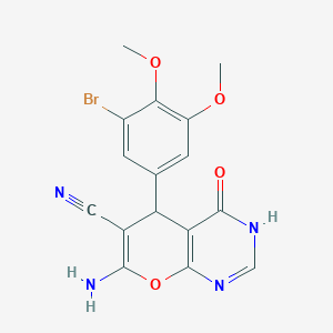 molecular formula C16H13BrN4O4 B8651213 7-amino-5-(3-bromo-4,5-dimethoxyphenyl)-4-hydroxy-5H-pyrano[2,3-d]pyrimidine-6-carbonitrile 