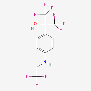 molecular formula C11H8F9NO B8651249 1,1,1,3,3,3-Hexafluoro-2-{4-[(2,2,2-trifluoroethyl)amino]phenyl}propan-2-OL 