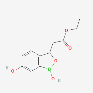 molecular formula C11H13BO5 B8651390 Ethyl 2-(1,6-dihydroxy-1,3-dihydrobenzo[c][1,2]oxaborol-3-yl)acetate 