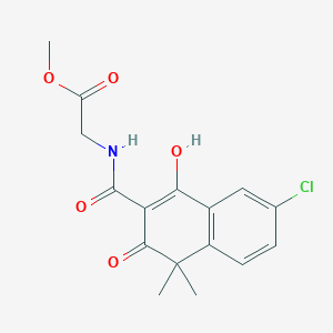 molecular formula C16H16ClNO5 B8651910 Methyl N-((6-chloro-4-hydroxy-1,1-dimethyl-2-oxo-naphthalene-3-yl)carbonyl)glycinate 
