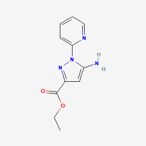 molecular formula C11H12N4O2 B8651987 Ethyl 5-amino-1-(2-pyridinyl)-1H-pyrazole-3-carboxylate 