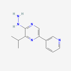 molecular formula C12H15N5 B8652072 2-Hydrazinyl-3-(propan-2-yl)-5-(pyridin-3-yl)pyrazine CAS No. 142489-30-3