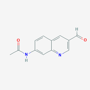 molecular formula C12H10N2O2 B8652086 N-(3-Formylquinolin-7-YL)acetamide 