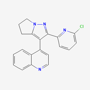 molecular formula C20H15ClN4 B8652155 4-(2-(6-Chloropyridin-2-yl)-5,6-dihydro-4H-pyrrolo[1,2-b]pyrazol-3-yl)quinoline 