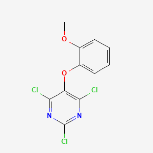 molecular formula C11H7Cl3N2O2 B8652222 5-(2-Methoxyphenoxy)-2,4,6-trichloropyrimidine 