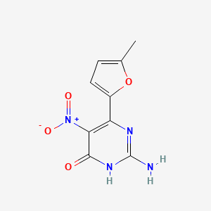 molecular formula C9H8N4O4 B8652237 2-Amino-6-(5-methylfuran-2-yl)-5-nitropyrimidin-4(3H)-one CAS No. 1202402-41-2