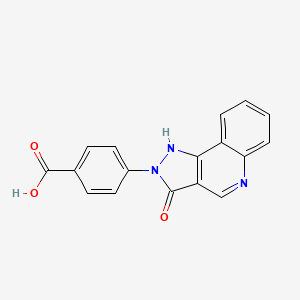 molecular formula C17H11N3O3 B8652315 4-(3-Oxo-3,5-dihydro-2H-pyrazolo[4,3-c]quinolin-2-yl)benzoic acid CAS No. 77779-58-9