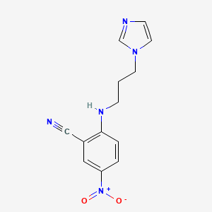 molecular formula C13H13N5O2 B8652333 2-(3-Imidazol-1-ylpropylamino)-5-nitrobenzonitrile 