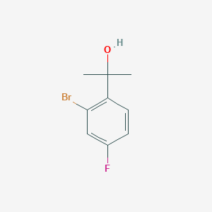 molecular formula C9H10BrFO B8652361 Benzenemethanol, 2-bromo-4-fluoro-alpha,alpha-dimethyl- 
