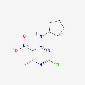 molecular formula C10H13ClN4O2 B8652656 2-Chloro-4-cyclopentylamino-5-nitro-6-methylpyrimidine 