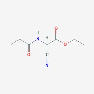 molecular formula C8H12N2O3 B8652663 N-(carbethoxycyanomethyl)propionamide 