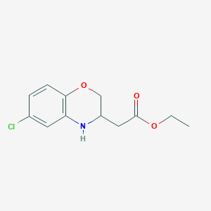 molecular formula C12H14ClNO3 B8652728 ethyl 2-(6-chloro-3,4-dihydro-2H-1,4-benzoxazin-3-yl)acetate 