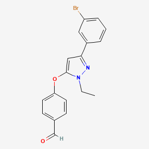 molecular formula C18H15BrN2O2 B8652761 4-{[3-(3-bromophenyl)-1-ethyl-1H-pyrazol-5-yl]oxy}benzaldehyde 