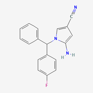 molecular formula C18H14FN3 B8653056 5-Amino-1-((4-fluorophenyl)(phenyl)methyl)-1H-pyrrole-3-carbonitrile CAS No. 648893-66-7