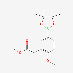 molecular formula C16H23BO5 B8653134 Methyl 2-(2-methoxy-5-(4,4,5,5-tetramethyl-1,3,2-dioxaborolan-2-YL)phenyl)acetate 