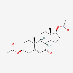 molecular formula C23H32O5 B8653186 (3S,8R,9S,10R,13S,14S,17S)-10,13-Dimethyl-7-oxo-2,3,4,7,8,9,10,11,12,13,14,15,16,17-tetradecahydro-1H-cyclopenta[a]phenanthrene-3,17-diyl diacetate 