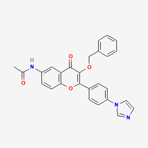 molecular formula C27H21N3O4 B8653454 (4-(imidazol-1-yl)-phenyl]-3-benzyloxy-6-acetamido-4H-1-benzopyran-4-one 