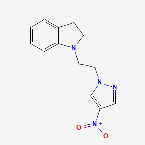 molecular formula C13H14N4O2 B8653518 1-(2-(4-nitro-1H-pyrazol-1-yl)ethyl)indoline 