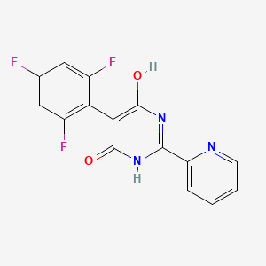 molecular formula C15H8F3N3O2 B8653545 6-Hydroxy-2-(pyridin-2-yl)-5-(2,4,6-trifluorophenyl)pyrimidin-4(3H)-one CAS No. 585535-50-8