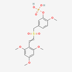 molecular formula C19H23O10PS B8653594 5-((2,4,6-Trimethoxystyrylsulfonyl)methyl)-2-methoxyphenyl dihydrogen phosphate 