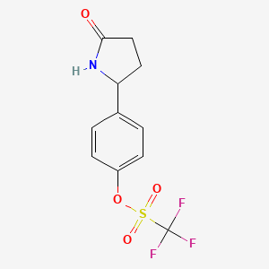 molecular formula C11H10F3NO4S B8653669 4-(5-Oxopyrrolidin-2-yl)phenyl trifluoromethanesulfonate CAS No. 207989-88-6
