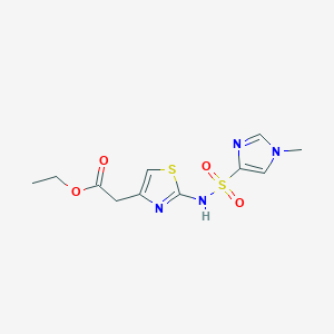 molecular formula C11H14N4O4S2 B8653787 Ethyl (2-{[(1-methyl-1H-imidazol-4-yl)sulfonyl]amino}-1,3-thiazol-4-yl)acetate 