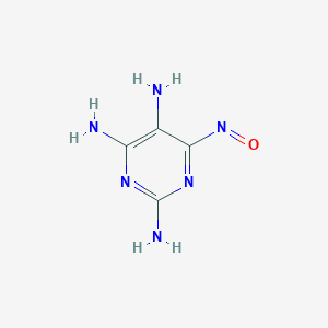 molecular formula C4H6N6O B8654521 2,4,5-Pyrimidinetriamine,6-nitroso- 