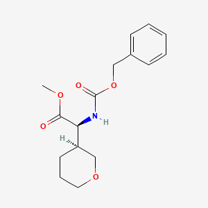 molecular formula C16H21NO5 B8654552 (S)-Methyl 2-(((benzyloxy)carbonyl)amino)-2-((S)-tetrahydro-2H-pyran-3-yl)acetate 