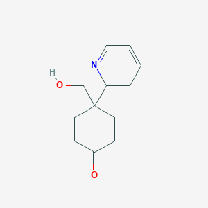 molecular formula C12H15NO2 B8654587 4-(Hydroxymethyl)-4-(pyridin-2-yl)cyclohexanone 