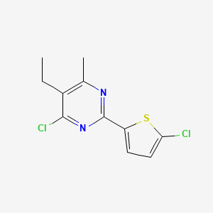 molecular formula C11H10Cl2N2S B8654605 4-Chloro-2-(5-chloro-2-thienyl)-5-ethyl-6-methyl-pyrimidine 