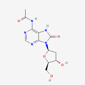 molecular formula C12H15N5O5 B8654799 N-(9-((2R,4S,5R)-4-Hydroxy-5-(hydroxymethyl)tetrahydrofuran-2-yl)-8-oxo-8,9-dihydro-7H-purin-6-yl)acetamide 