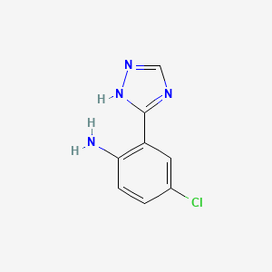 molecular formula C8H7ClN4 B8654816 4-chloranyl-2-(1~{H}-1,2,4-triazol-5-yl)aniline 