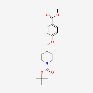 molecular formula C19H27NO5 B8655101 Tert-butyl 4-((4-(methoxycarbonyl)phenoxy)methyl)piperidine-1-carboxylate 