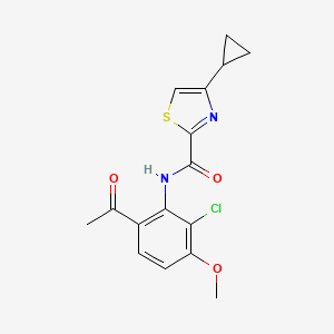 molecular formula C16H15ClN2O3S B8655471 N-(6-acetyl-2-chloro-3-methoxyphenyl)-4-cyclopropylthiazole-2-carboxamide 