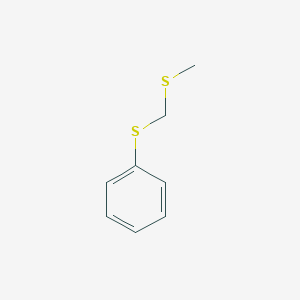 molecular formula C8H10S2 B8655988 Benzene, [[(methylthio)methyl]thio]- CAS No. 56772-75-9