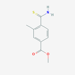molecular formula C10H11NO2S B8656277 Methyl 4-carbamothioyl-3-methylbenzoate 