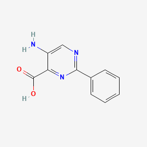 molecular formula C11H9N3O2 B8656305 5-Amino-2-phenyl-4-pyrimidinecarboxylic acid CAS No. 59950-57-1