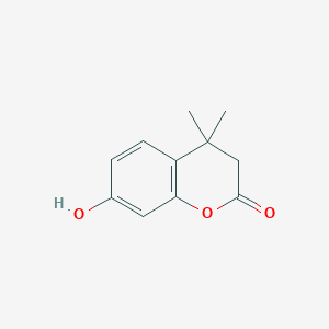 molecular formula C11H12O3 B8656327 7-Hydroxy-4,4-dimethyl-3,4-dihydro-2H-1-benzopyran-2-one 