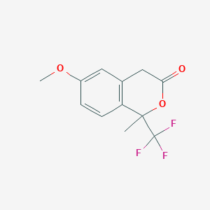 molecular formula C12H11F3O3 B8656605 6-Methoxy-1-methyl-1-(trifluoromethyl)-1,4-dihydro-3H-2-benzopyran-3-one CAS No. 336129-89-6