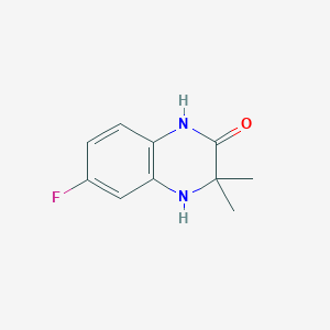 molecular formula C10H11FN2O B8656654 6-Fluoro-3,3-dimethyl-3,4-dihydro-1H-quinoxalin-2-one CAS No. 148010-66-6