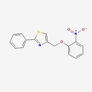 molecular formula C16H12N2O3S B8656704 4-[(2-Nitrophenoxy)methyl]-2-phenyl-1,3-thiazole 