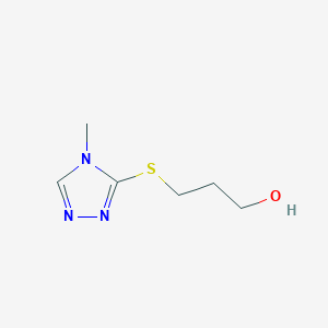 molecular formula C6H11N3OS B8656872 3-((4-methyl-4H-1,2,4-triazol-3-yl)sulphanyl)propan-1-ol 