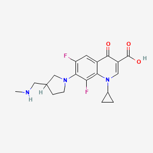 molecular formula C19H21F2N3O3 B8657021 3-Quinolinecarboxylic acid, 1-cyclopropyl-6,8-difluoro-1,4-dihydro-7-(3-((methylamino)methyl)-1-pyrrolidinyl)-4-oxo- CAS No. 99735-00-9