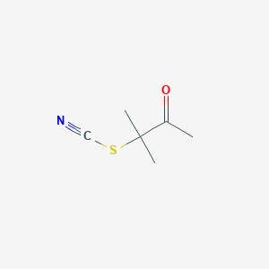 molecular formula C6H9NOS B8657175 2-Methyl-3-oxobutan-2-yl thiocyanate CAS No. 85829-79-4