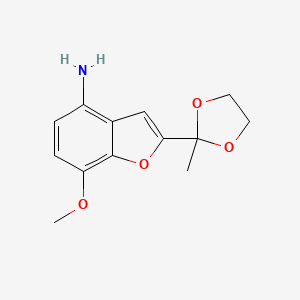molecular formula C13H15NO4 B8657188 7-Methoxy-2-(2-methyl-1,3-dioxolan-2-yl)-1-benzofuran-4-amine CAS No. 652158-94-6
