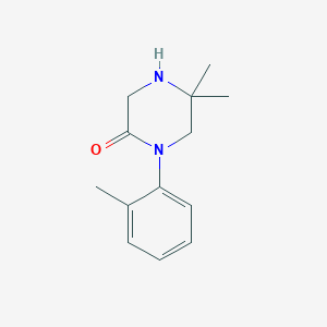 molecular formula C13H18N2O B8657345 5,5-Dimethyl-1-(2-methylphenyl)piperazin-2-one 