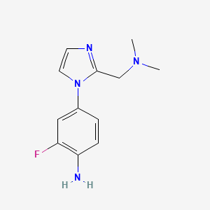 molecular formula C12H15FN4 B8657550 4-(2-Dimethylaminomethyl-imidazol-1-YL)-2-fluoro-phenylamine 