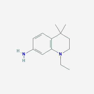 molecular formula C13H20N2 B8657673 1-Ethyl-4,4-dimethyl-1,2,3,4-tetrahydroquinolin-7-amine 